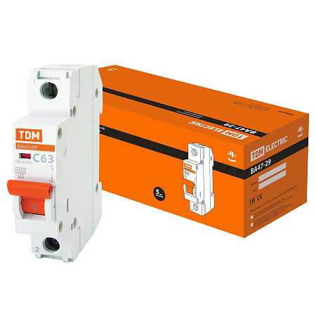 Авт.выкл. TDM ВА 47-29 63А/1П SQ0206-0080 *12/120