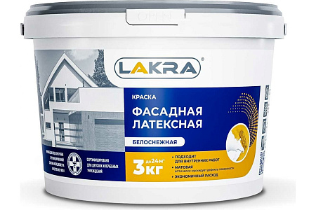 Краска латексная фасадная 3 кг Лакра  *1/144