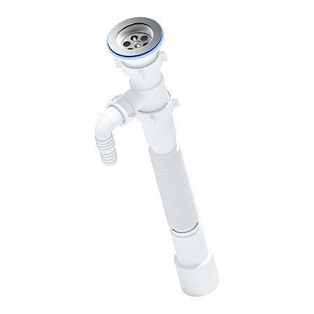 Сифон гофрированный 1 1/2"*40/50 (870-1670мм) с отводом для стиральной машин  АНИ G118  *1/40