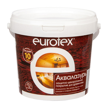 Защитно-декоративное покрытие для древесины акриловое белый 0,9 кг Eurotex *1/6/384