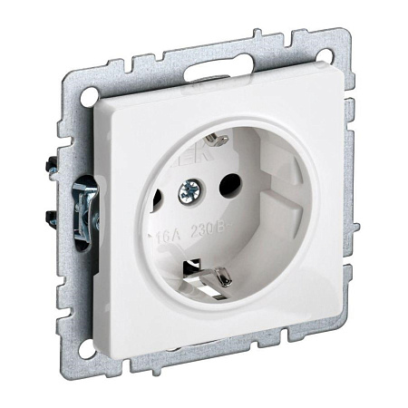 Механизм розетки "BRITE" 1-мест. белый с заземлением 16 А IEK BR-R11-16-K01-F  *10/100