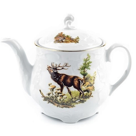 Чайник заварочный фарфор. "Rococo" "Охота" 1,1л OMD1051-Рококо-27 "Ćmielów" (Польша) *1/6