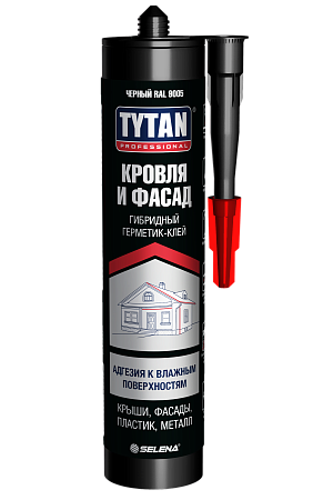 Клей-герметик кровельный 280мл "TYTAN" Кровля и Фасад черный RAL9005 гибридный до минус -15С 11075*1/12