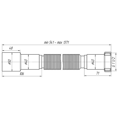 Слив гофрированный 1 1/2" Ани 40*50 удлиненный К 116 (541-1371) (аналог ДФ160) *1/60