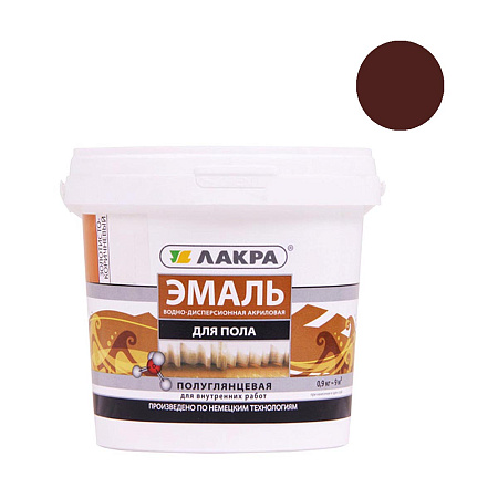 Эмаль акриловая для пола красно-коричневая 0,9 кг Лакра *1/6/432