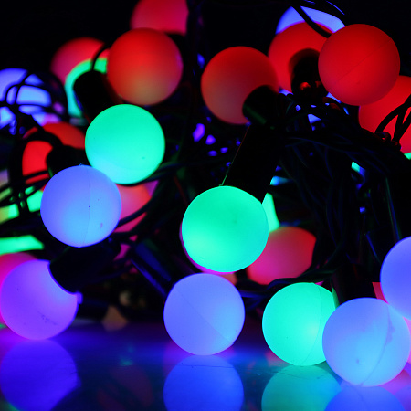 Гирлянда Нить 10м 100LED мульти мигает Шарики 2,5см темная нить уличная 220V IP44 185539  *1/20