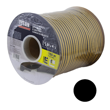 Уплотнитель для окон/дверей TYTAN E150 (75 п.м*2)  черный 91515 *75