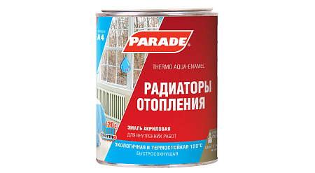 Эмаль для радиаторов акриловая белая полуматовая 0,9 л А4 120⁰С PARADE *1/6