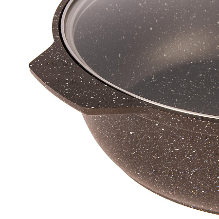 Кастрюля алюмин. антипригарная "Kukmara" "Мраморная" кофейн "жаровня" 3,0л Стекл.кр. жмк32а *1/5