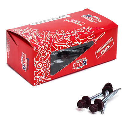 Саморезы кровельные BROZEX коробка 4,8*51 (70шт) RAL 3005 винно-красный *6