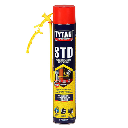 Пена монтажная бытовая 1000мл/870гр мл всесезонная TYTAN ЭРГО 16401/96548 до 42л *1/12