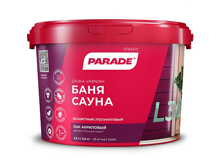 Лак акриловый для бань и саун 2,5 л PARADE L-30 *1/144