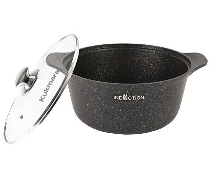 Кастрюля алюмин. антипригарная "Kukmara" "Marble INDUCTION" Мрам.темн. 3,0л Ст.кр. кмти33а*1/3