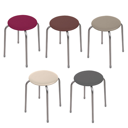 Табурет с мягким кругл.сидением, металл.опоры с dтруб 20мм "Эконом 2" цвета: "микс" ТЭ2 "Ника" *10
