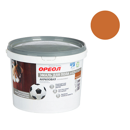 Эмаль акриловая для пола золотисто-коричневая полуматовая 2,3 кг Ореол *1/4/216