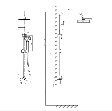 Стойка для душа с верхней лейкой RUSH Bella BL4535-114 хром *1/10