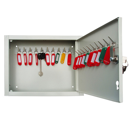 Ящик д/ключей металл. "Ключница" с замком, 20 крючков + 20 бирок 345х270х80мм Серый (Екатер.)*1/5