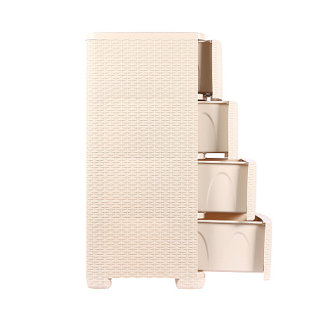 Комод пластм. "Плетенка" 4 ящика выс.875мм, шир.555мм, гл.445мм Сл.кость М4059 "ЗПИ "Альтернатива"*1