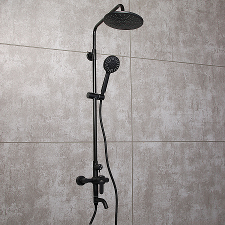 Смеситель д/ванны со стойкой для душа + ручной душ FASHUN  A52401-7 черная *1