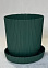 Кашпо пластм. "Gaufre" 1,4л d верха 135мм h135мм с поддоном Изумруд 802--16 (Tek.A.Tek) *1/30