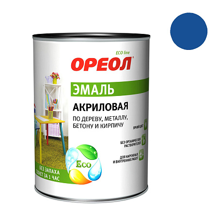Эмаль акриловая синяя 0,9 кг Ореол (см. арт. КТ537)*1/14/588