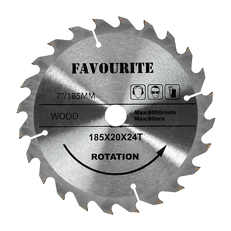 Пила циркулярная 185мм 1600Вт 5000об/мин глуб.65мм уг.расп0-45гр посад20мм FCS 185 FAVOURITE *1/4