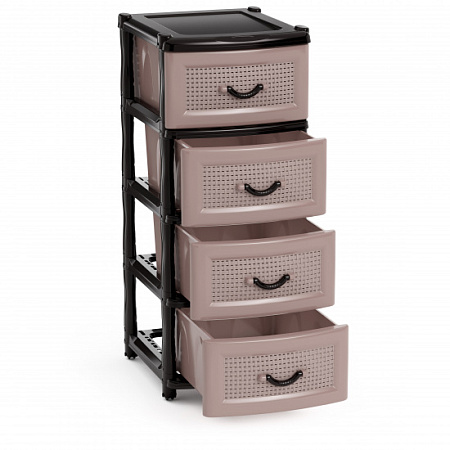 Комод пластм. 4 ящика выс.980мм, шир.480мм, гл.380хмм Коричневый М1356 "ЗПИ "Альтернатива" *1