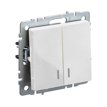 Механизм выключателя "BRITE" 2кл. белый с подсветкой IEK BR-V20-1-10-K01 *10/100