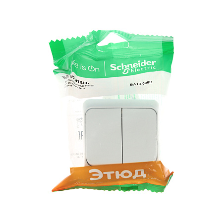Выключатель "Этюд" ОП 2кл. белый с подсветкой ВА10-006В  *10/25