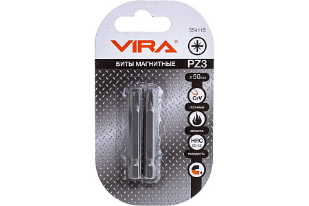 Бита крестовая PZ3х50мм (2шт) магнитная CR-V хвостовик1/4"Е (554115) VIRA *1