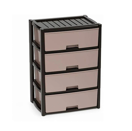 Комод пластм. "Колорит" 4 ящика выс.810мм, шир.560мм, гл.390мм Беж/Венге М8761"ЗПИ "Альтернатива" *1