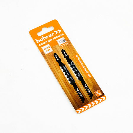 Пилки для лобзика по дереву 100мм шаг3,0мм груб быстр рез(2шт) T111C арт37101113 Bohrer*10/100/600