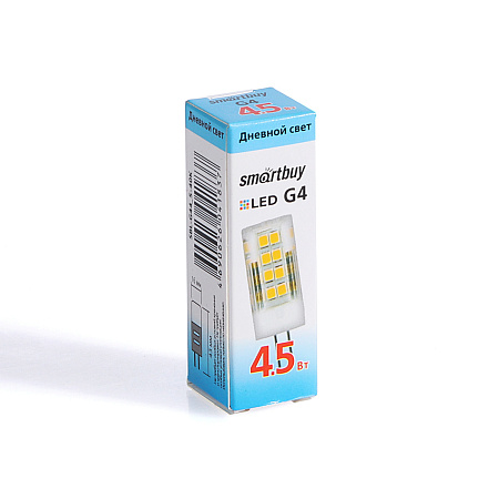 Лампа светодиодная капсульная 5W-12V G4 4К нейтральный Smartbuy *10/100/500