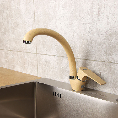 Смеситель для кухни Potato P59222-9 высокий излив (кремовый) *1/10