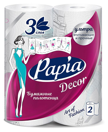 Полотенца бумажные 3-х сл. PAPIA DECOR (2рул) арт. 5078291 *14