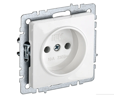 Механизм розетки "BRITE" 1-мест. белый без заземления 10А IEK BR-R10-10-K01  *10/100