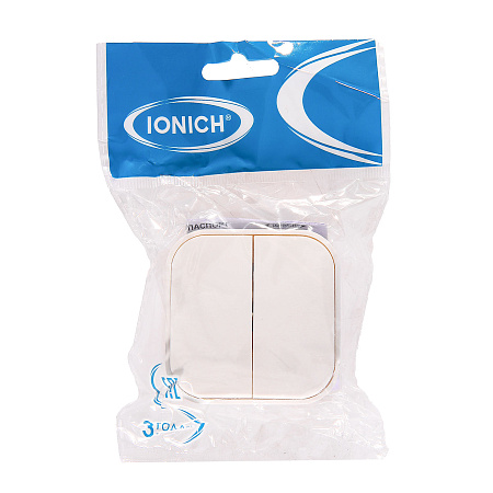 Выключатель "IONICH" ОП 2кл. белый IP20  1413 *10/200