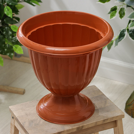 Кашпо-Вазон пластм. "Жасмин"  9,0л d верха 325мм h337мм Коричн. М1560 (ЗПИ "Альтернатива") *1/10