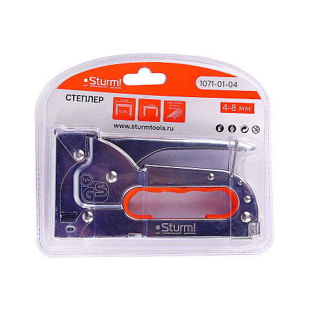 Степлер мебельный тип 53 скоба 4-8мм металлический регулируемый арт.1071-01-04 STURM *1/12/48**