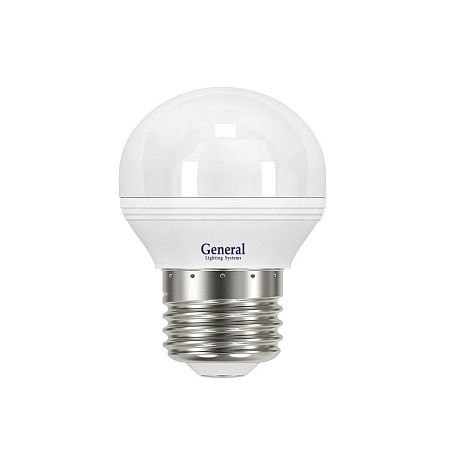 Лампа светодиодная 7W Е27 шар 4К нейтральный G45F GENERAL 639800 *10/100