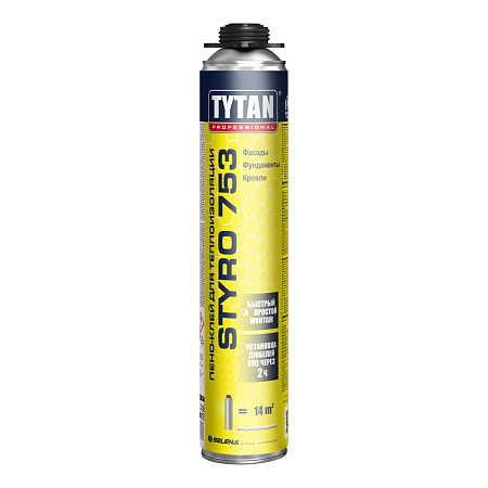 Клей-пена для теплоизоляции " TYTAN Styro 753 750 ml  всесезонная 16048 (расход на 14кв.м) *1/12