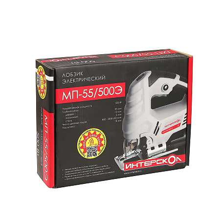 Лобзик электр. 500Вт 800-3000ход/м дер-55мм мет-6мм алюм-10мм винт-ой зажим МП-55/500Э ИНТЕРСКОЛ*1/5