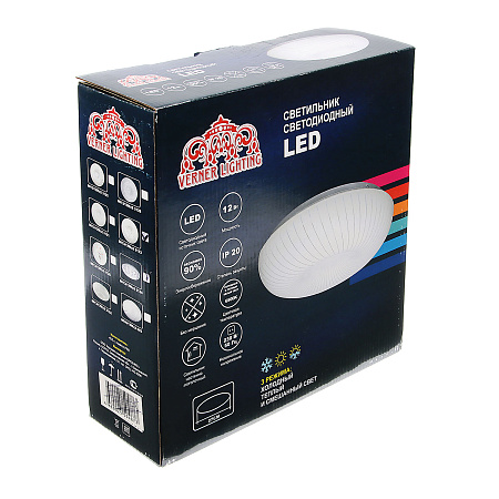 Светильник светодиодный акриловый 270мм 24W 8013/12W*2 3124 LED 3реж (теп.и хол.свет,смеш)б/пулVERNER LIGHTING *1/20