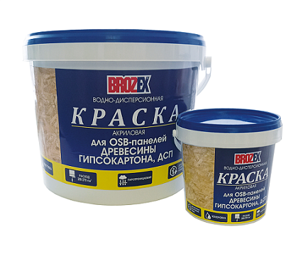 Краска по OSB акриловая для внутренних и наружных работ 14 кг BROZEX  *1/48