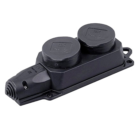 Розетка КАУЧУК "Smartbuy"  2мест. з/к 230В 2Р+РЕ 16А IP44 (SBE-16-2-00-R)  *1/60