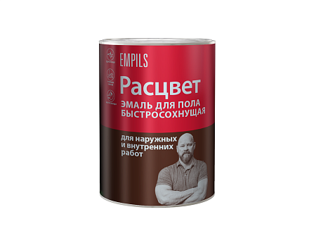 Эмаль алкидно-уретановая для пола жёлто-коричневая 0,9 кг Расцвет быстросохнущая *1/14/490