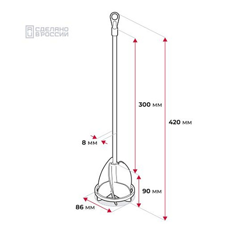 Насадка-миксер для красок  86*8*420мм цинк 30486086 Акор *1/25