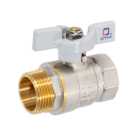 Кран шаровый 3/4" (Ø20) М/П бабочка СТМ (СТАНДАРТ) CWFMB034 (аналог ЗФ774) *1/15/120