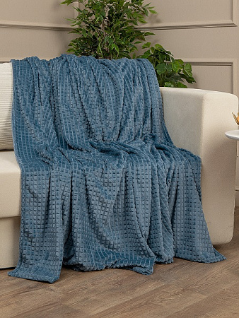 Плед 200*220см фланель кубики лёгкий синийYLS FNQL BL7 034/2022 NC Absolute *1