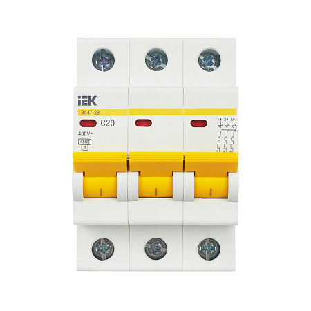 Авт.выкл. IEK ВА47-29 20А/3П 4,5кА х-ка С MVA20-3-020-C *4/48